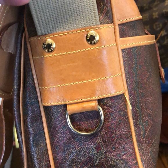 K ETRO Paisley Briefcase Laptop Crossbody Shoulder Bag Front Flap Buckle Closure - Picture 14 of 17